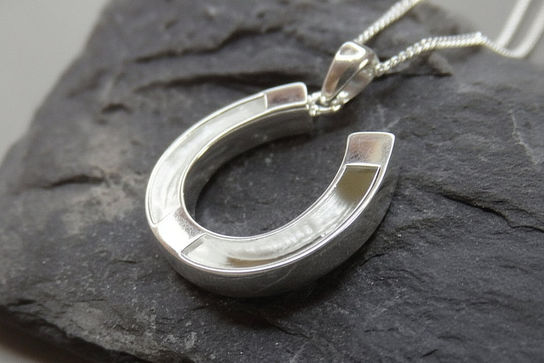 Custom Horse Hair Keepsake Necklace - Elegant Silver Horseshoe Charm