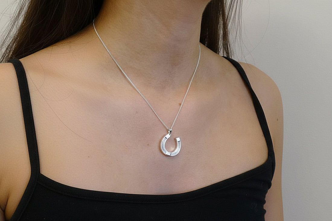Custom Horse Hair Keepsake Necklace - Elegant Silver Horseshoe Charm