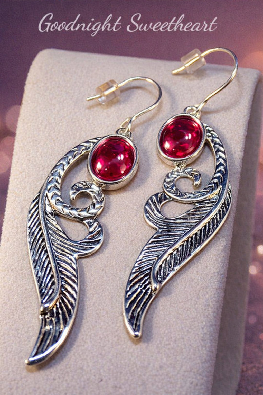 Silver Antique Finish - Memorial Drop Earrings