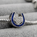 CZ Heart and Horse Shoe Memorial Bead 925 Silver Charm