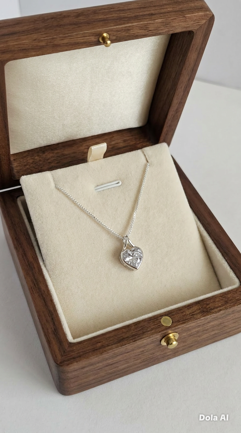 Heart Cubic Zirconia Secretly Set Memorial Pendant