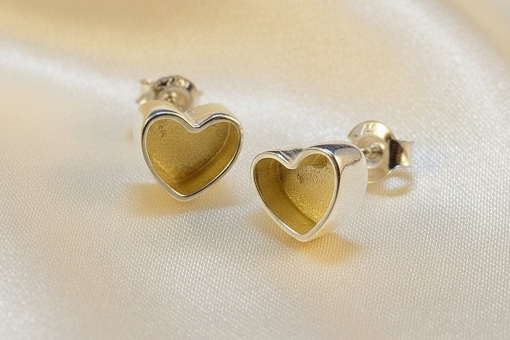 Small Silver Memorial Heart Studs