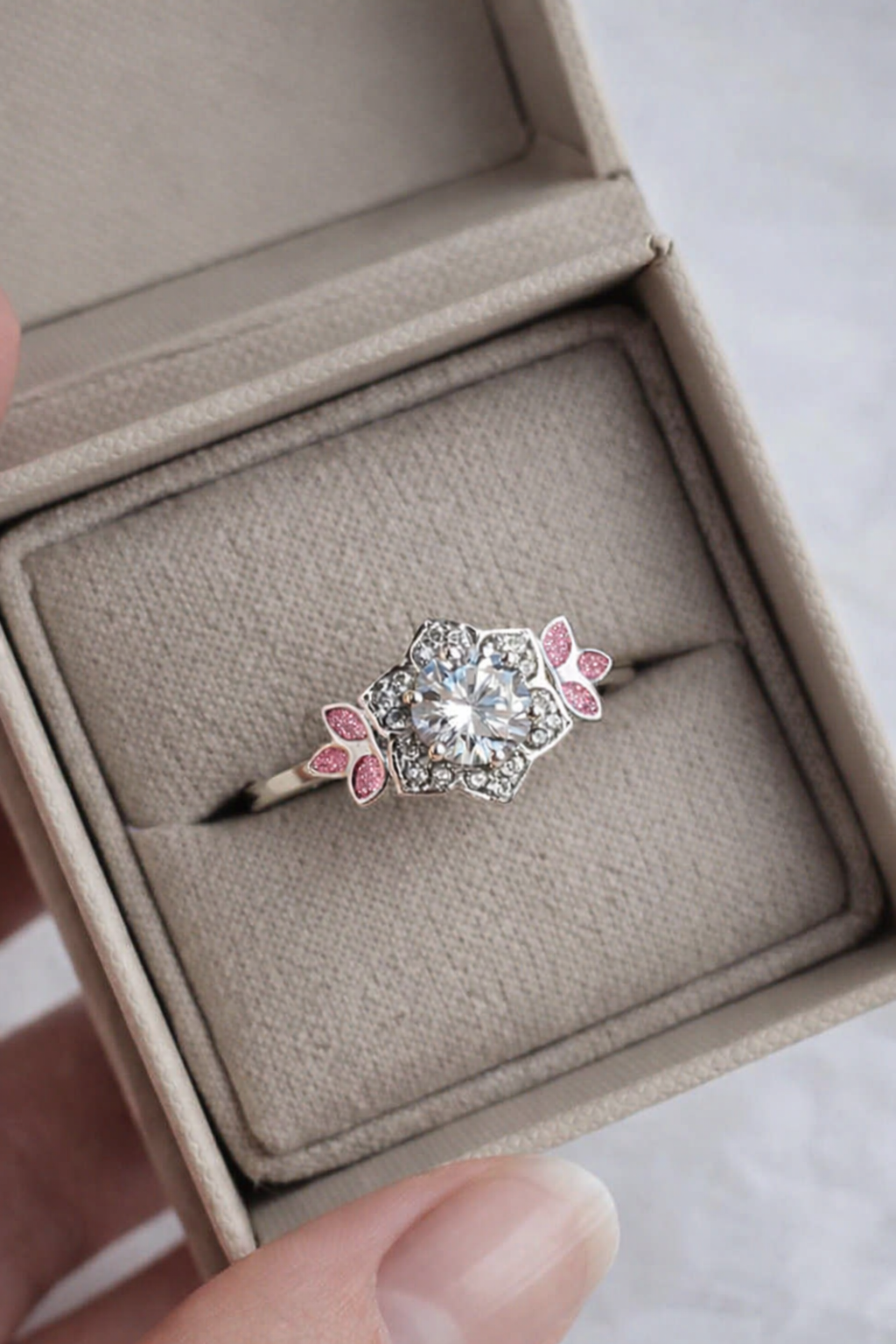 Vintage Floral CZ Memorial Ring