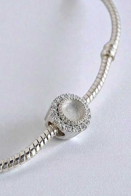 Halo CZ Bead 925 Silver Charm