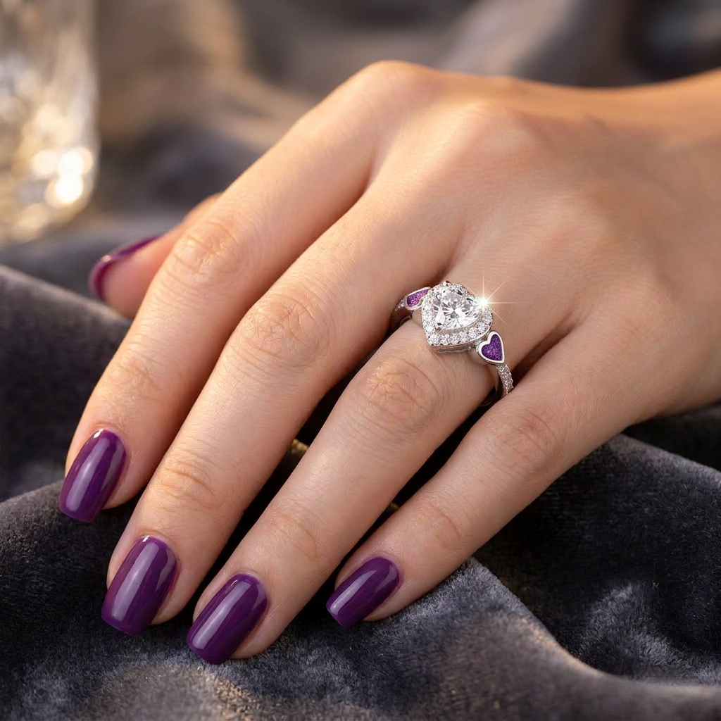 Heart Cluster 925 Silver CZ Memorial Ring