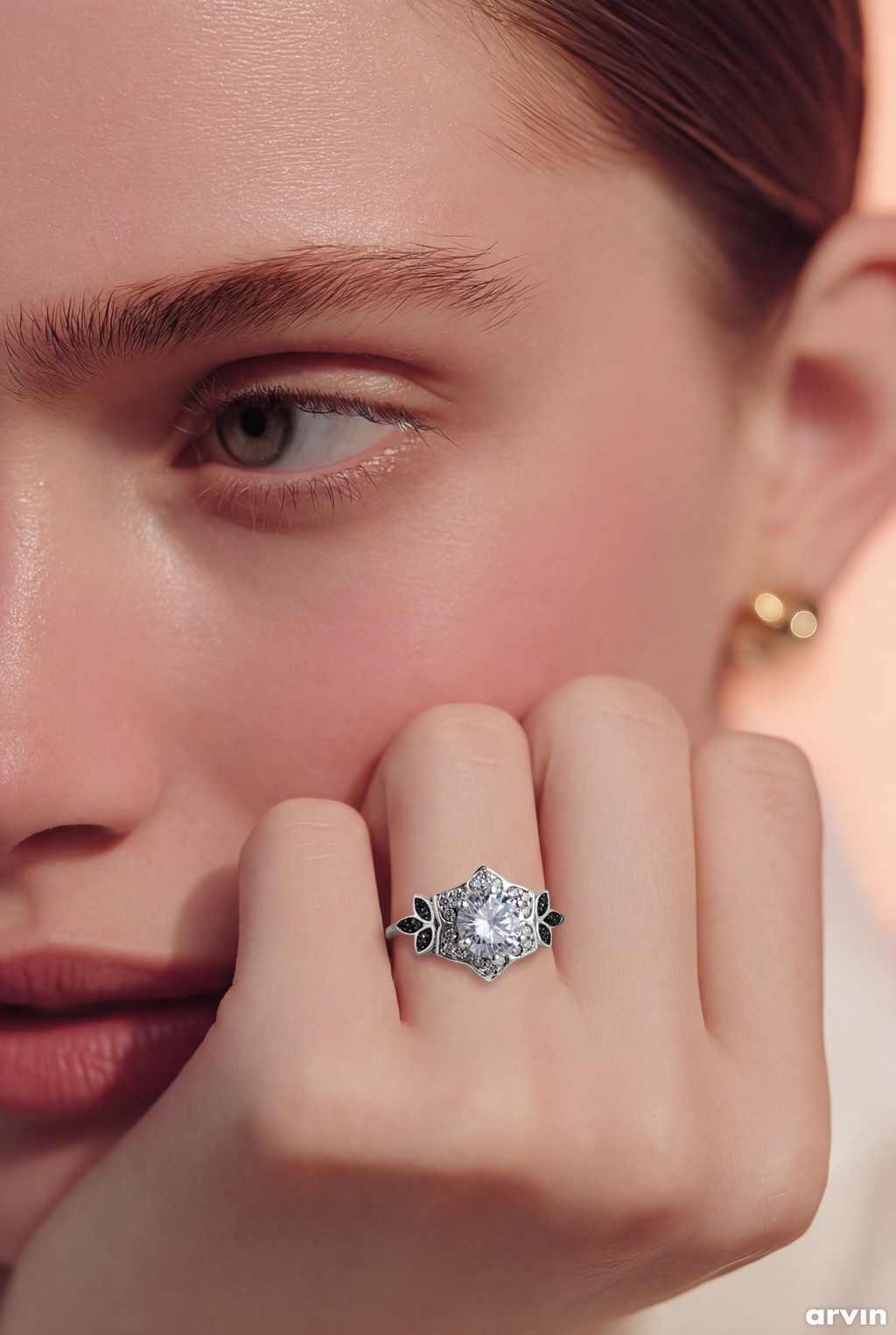 Vintage Floral CZ Memorial Ring