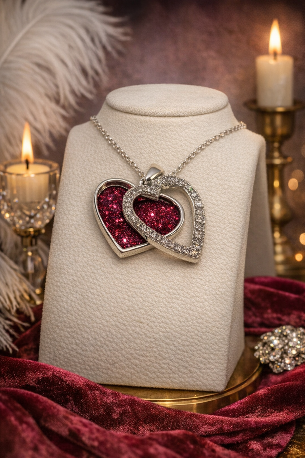 Solid Silver Two Part Articulated Memorial Heart Pendant