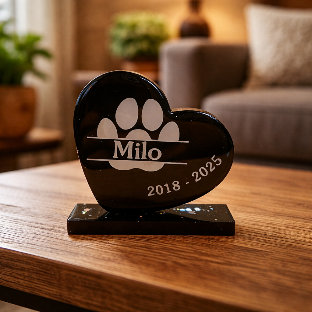 ❤️ Heart Memorial Plaque – Personalised Pet Tribute with Optional Ashes Inclusion