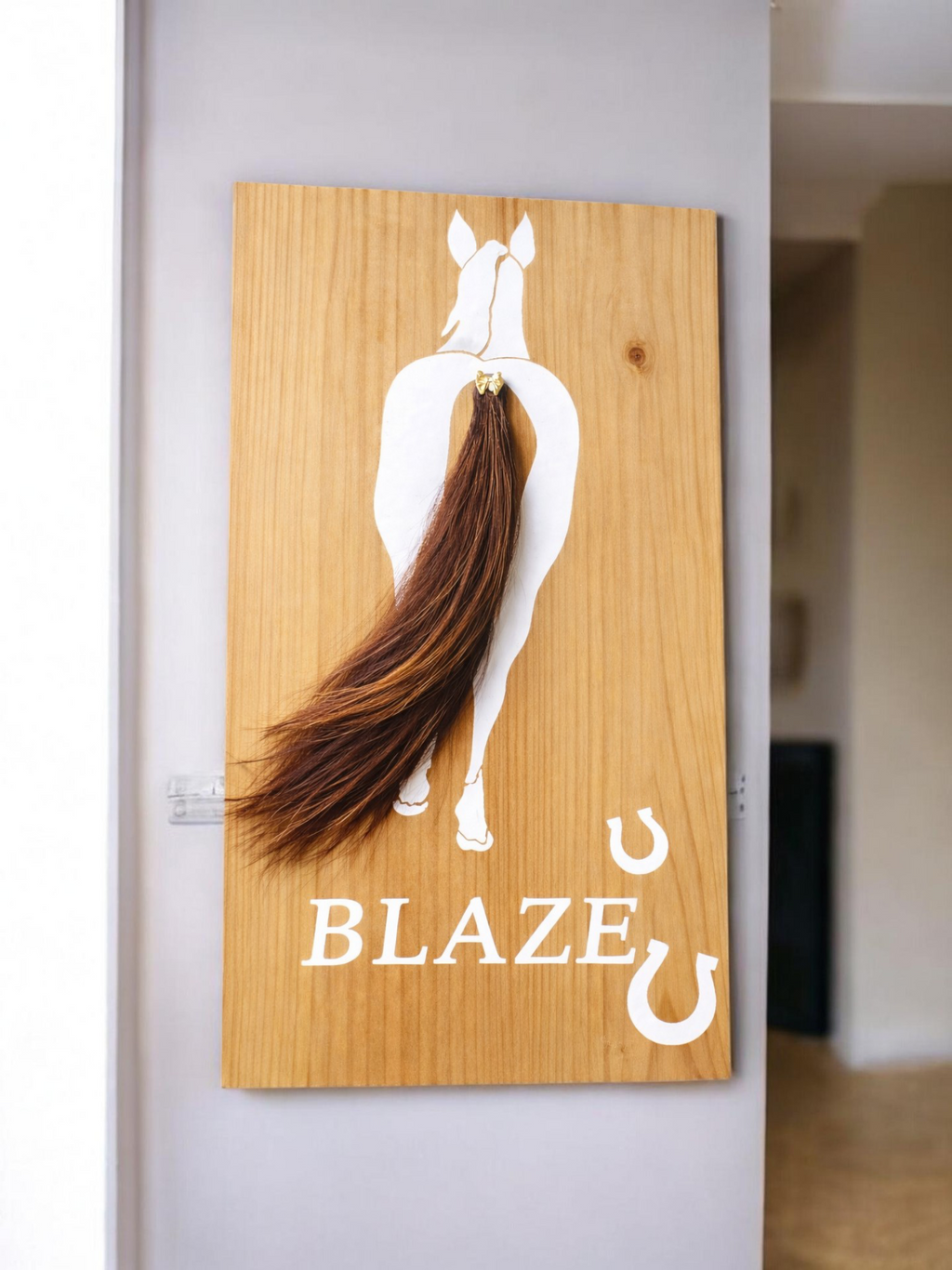 Handmade Horse Keepsake – Real Tail Hair, Custom Name, Rustic Style
