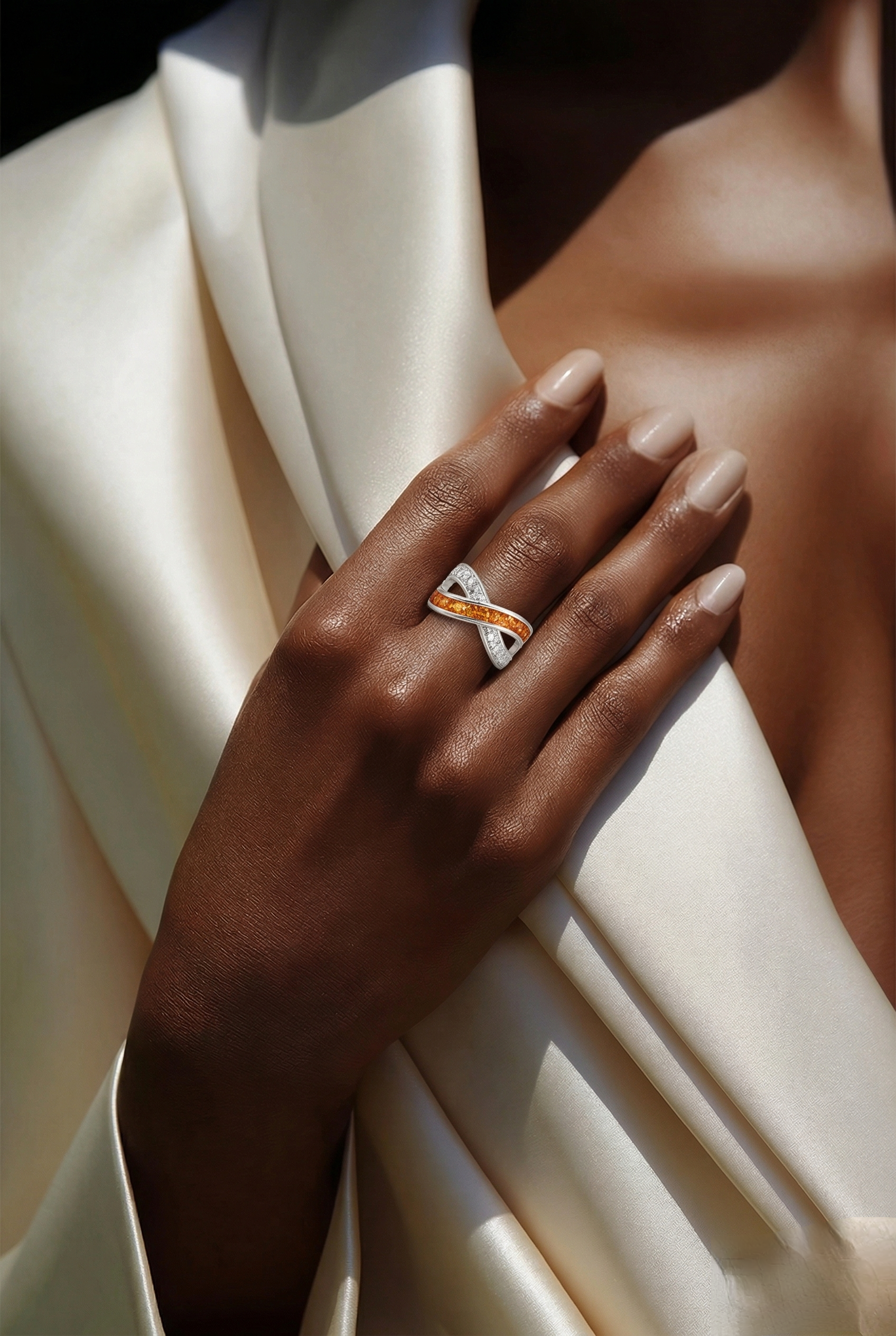 Infinity Wave CZ 925 Silver Memorial Ring