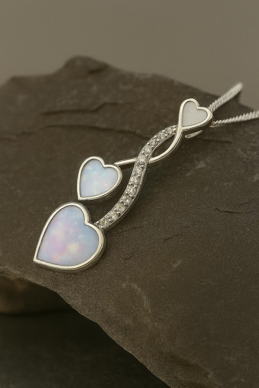 Silver 925 Entwined Hearts Memorial Necklace