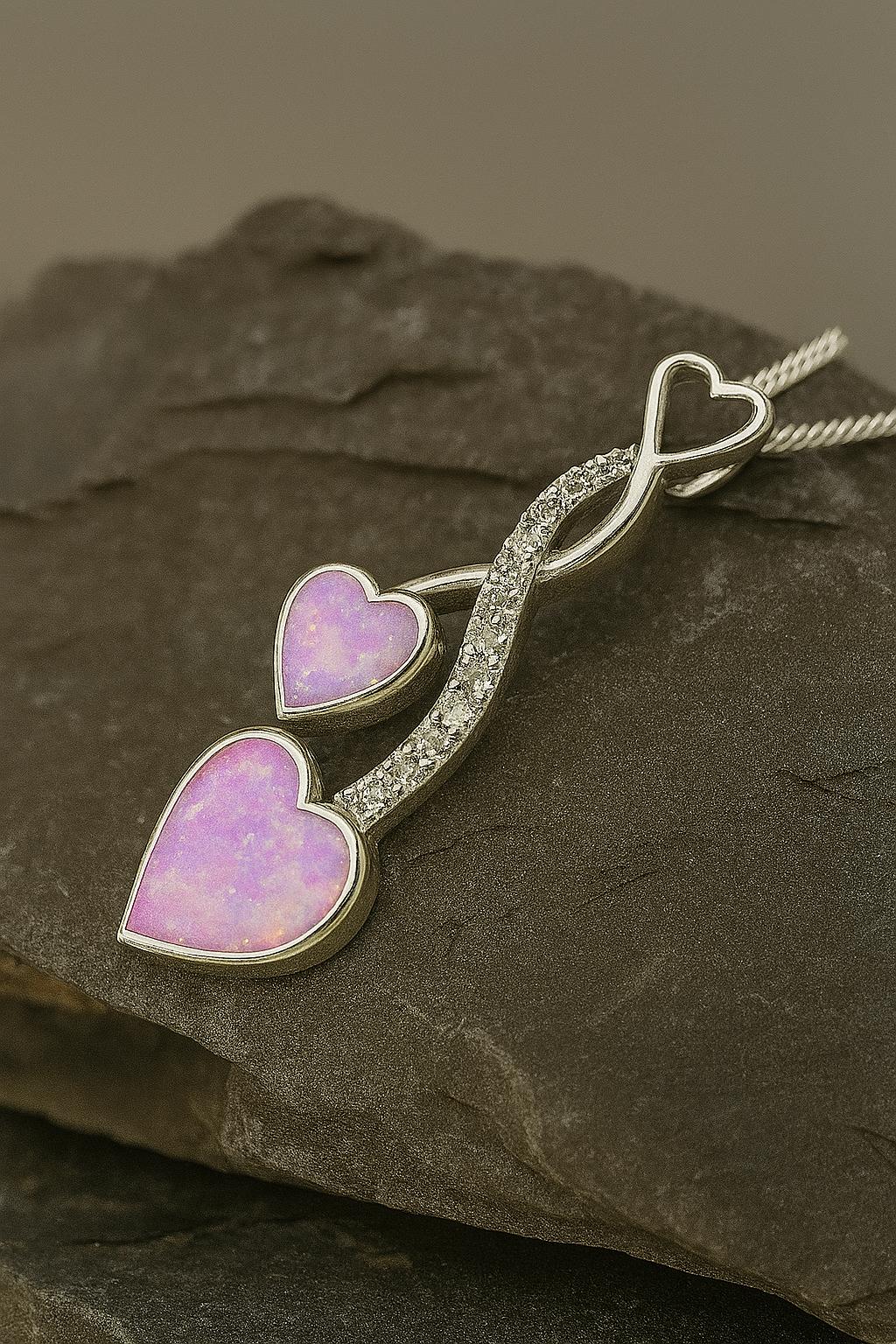 Silver 925 Entwined Hearts Memorial Necklace