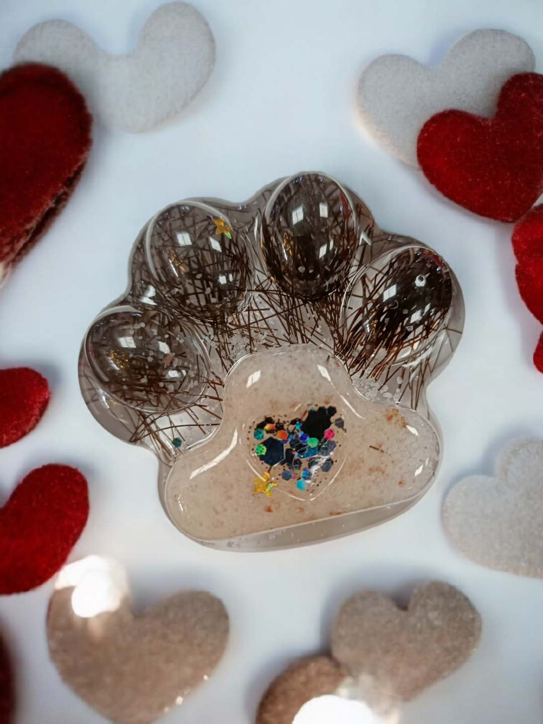 Handmade Resin Pawprint – Hair & Ashes Inclusion